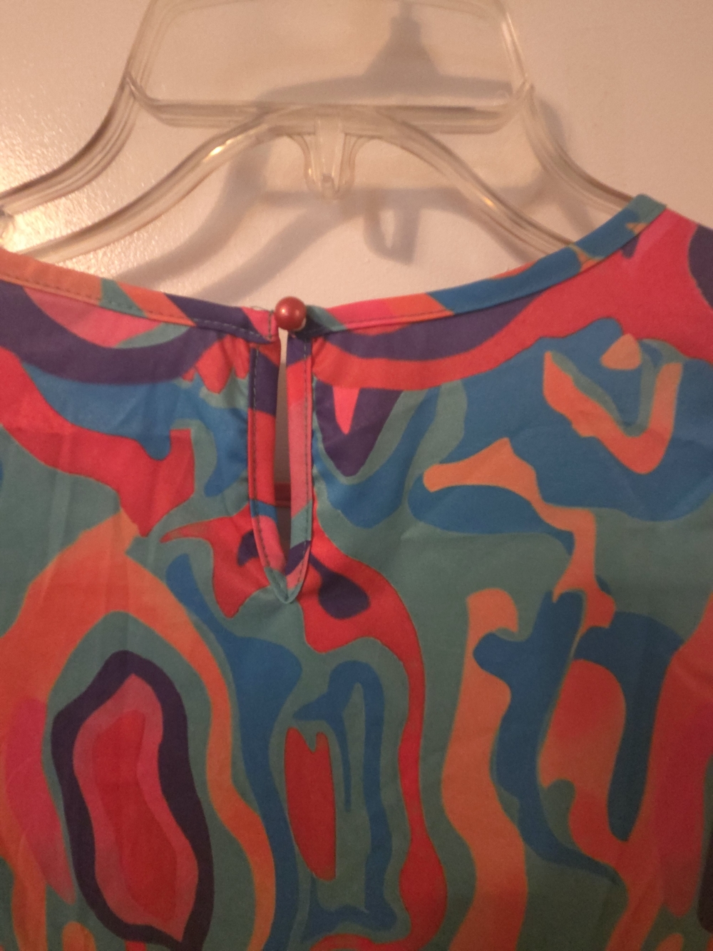 SHEIN Multicolor Abstract Print Tiered Casual Dress - Turquoise, Pink, Orange - Picture 5 of 6